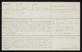 Knowe Of Gullow, HY31NW 1, Ordnance Survey index card, page number 1, Recto