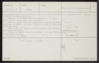 Hill Of Heddle, HY31SE 13, Ordnance Survey index card, page number 2, Verso