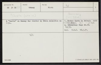 Damsay, HY31SE 25, Ordnance Survey index card, page number 1, Recto