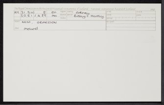 Ness, Grimeston, HY31SW 5, Ordnance Survey index card, Recto
