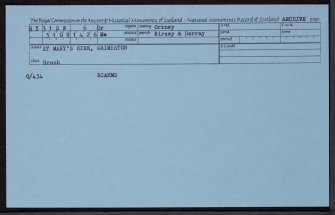 Grimeston, St Mary's Kirk, HY31SW 6, Ordnance Survey index card, Recto