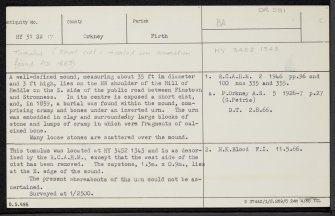 Hill Of Heddle, HY31SW 17, Ordnance Survey index card, Recto