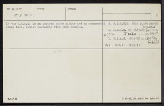 Brodgar Farm, HY31SW 20, Ordnance Survey index card, page number 2, Verso