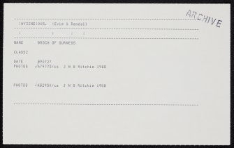 Aikerness, Broch Of Gurness, HY32NE 5, Ordnance Survey index card, Recto