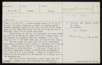 Rousay, Westness, HY32NE 16, Ordnance Survey index card, page number 1, Recto