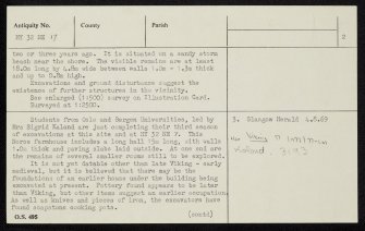 Rousay, Westness, HY32NE 17, Ordnance Survey index card, page number 2, Verso
