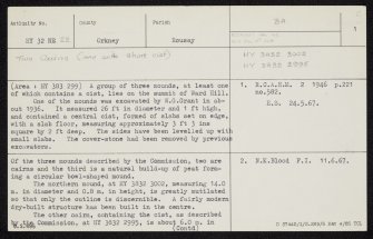 Rousay, Ward Hill, HY32NE 22, Ordnance Survey index card, page number 1, Recto