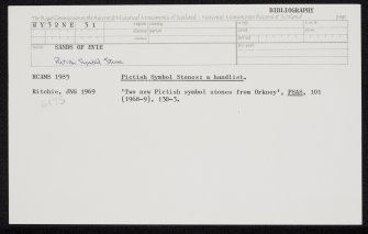 Sands Of Evie, HY32NE 31, Ordnance Survey index card, Recto