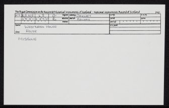 Rousay, Westness House, HY32NE 43, Ordnance Survey index card, Recto