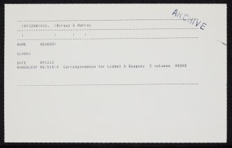 Beaquoy, HY32SW 11, Ordnance Survey index card, Recto