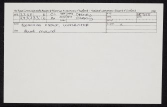 Rousay, Wasbister, The Bleaching Knowe, HY33SE 6, Ordnance Survey index card, Recto