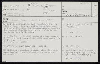 Rousay, Wasbister, The Bleaching Knowe, HY33SE 6, Ordnance Survey index card, page number 1, Recto