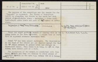 The Five Hillocks, Rashieburn, HY40NE 4, Ordnance Survey index card, page number 2, Verso