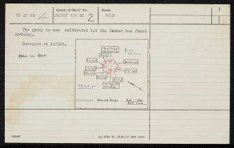 The Five Hillocks, Rashieburn, HY40NE 4, Ordnance Survey index card, page number 3, Recto