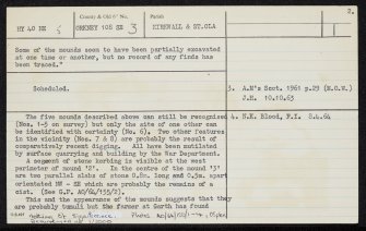 Hillocks Of Garth, HY40NE 5, Ordnance Survey index card, page number 2, Verso