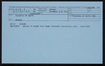 Hillocks Of Garth, HY40NE 5, Ordnance Survey index card, Recto