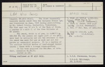 Burn Of Blown, HY40NE 17, Ordnance Survey index card, Recto