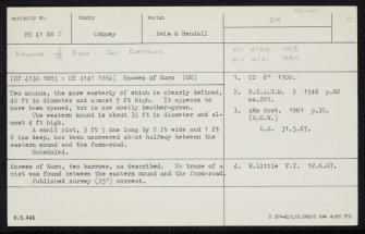 Knowes Of Euro, HY41NW 5, Ordnance Survey index card, Recto