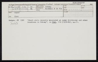 Cleat, HY41SE 15, Ordnance Survey index card, Recto