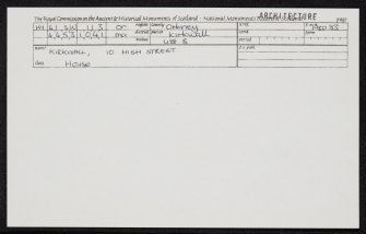 Kirkwall, 10 High Street, HY41SW 113, Ordnance Survey index card, Recto