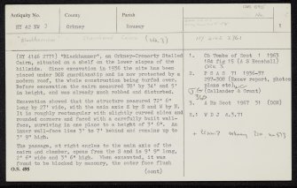 Rousay, Blackhammer, HY42NW 3, Ordnance Survey index card, page number 1, Recto