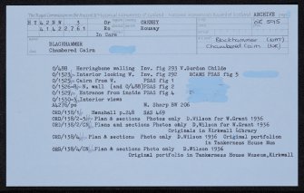 Rousay, Blackhammer, HY42NW 3, Ordnance Survey index card, Recto