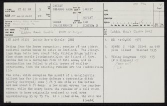 Wyre, Cubbie Roo's Castle, HY42NW 5, Ordnance Survey index card, page number 1, Recto