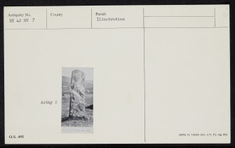 Rousay, Frotoft, Long Stone, HY42NW 7, Ordnance Survey index card, Recto