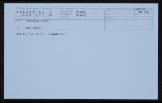Rousay, Trumland House, HY42NW 43, Ordnance Survey index card, Recto