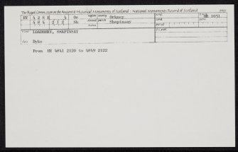 Shapinsay, Loadbery, HY42SE 4, Ordnance Survey index card, Recto