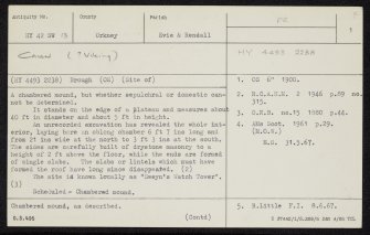 Gairsay, HY42SW 13, Ordnance Survey index card, page number 1, Recto