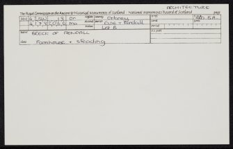 Breck Of Rendall Farmhouse, HY42SW 18, Ordnance Survey index card, Recto