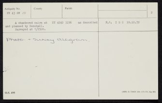 Rousay, Kierfea Hill, HY43SW 18, Ordnance Survey index card, page number 2, Verso