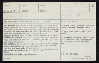Westray, Noltland Castle, HY44NW 1, Ordnance Survey index card, page number 1, Recto