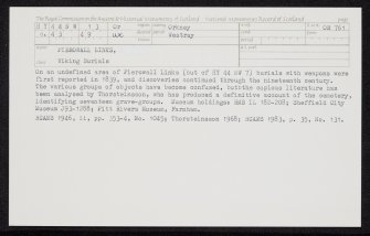Westray, Pierowall Links, HY44NW 13, Ordnance Survey index card, Recto