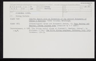 Westray, Pierowall Links, HY44NW 13, Ordnance Survey index card, Recto