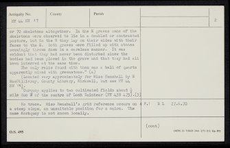 Westray, Curquoy, HY44NW 17, Ordnance Survey index card, page number 2, Verso