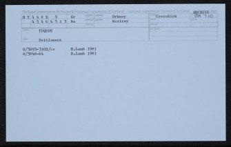 Westray, Tuquoy, HY44SE 5, Ordnance Survey index card, Recto