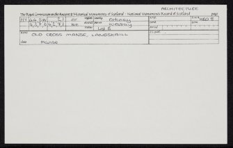 Westray, Langskaill, Old Manse, HY44SW 21, Ordnance Survey index card, Recto