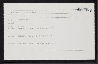 Papa Westray, Knap Of Howar, HY45SE 1, Ordnance Survey index card, Recto