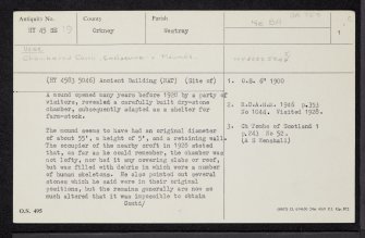 Westray, Vere Point, HY45SE 19, Ordnance Survey index card, page number 1, Recto