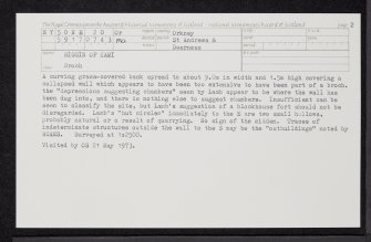 Riggin Of Kami, HY50NE 20, Ordnance Survey index card, page number 2, Recto