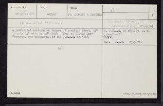 Bloody Quoy, HY50NE 25, Ordnance Survey index card, page number 1, Recto