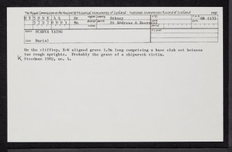 Scarva Taing, HY50NE 44, Ordnance Survey index card, Recto