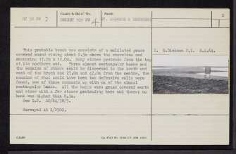 Loch Of Tankerness, 'Howie Of The Manse', HY50NW 3, Ordnance Survey index card, page number 2, Verso
