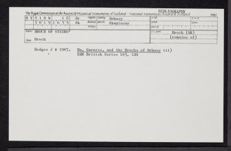 Shapinsay, Broch Of Steiro, HY51NW 10, Ordnance Survey index card, Recto