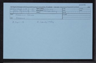 Shapinsay, Broch Of Steiro, HY51NW 10, Ordnance Survey index card, Recto