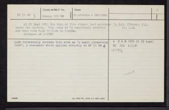 The Brough, Covenanters' Graves, HY51SW 3, Ordnance Survey index card, page number 2, Verso