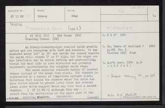 Eday, Braeside, HY53NE 10, Ordnance Survey index card, page number 1, Recto