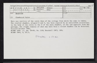 Eday, Braeside, HY53NE 10, Ordnance Survey index card, page number 2, Recto